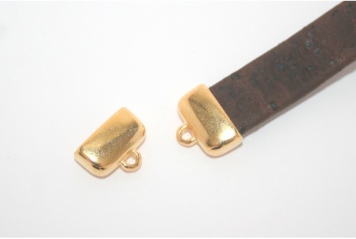 Chiusura Tappo con Asola per Corda Piatta Oro 13x7,8mm - 2pz