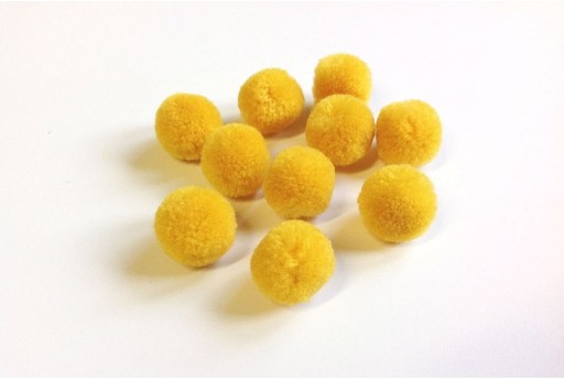 PomPon Polyester Yellow 15mm - 10pcs