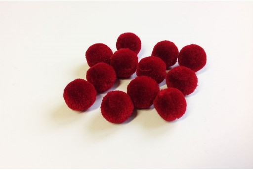 PomPon Polyester Red 15mm - 10pcs