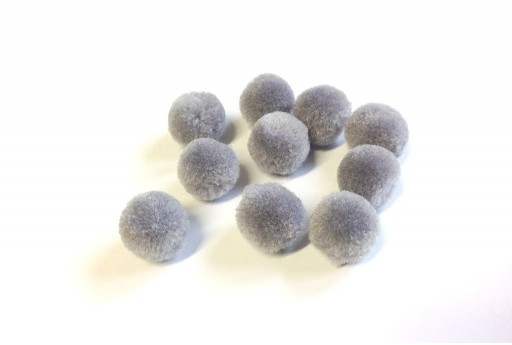 PomPon Polyester Grey 15mm - 10pcs