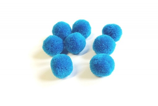PomPon Polyester Turquoise 15mm - 10pcs