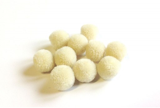 PomPon Polyester Off White 15mm - 10pcs