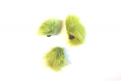 PomPon Fur Whit Ring Green 25mm - 2pcs