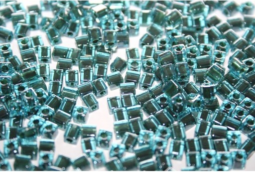 Miyuki Cube Beads Color Lined Blue Black 4x4mm - 10gr