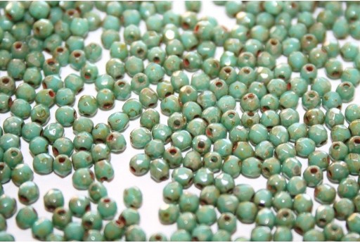 Fire Polished Beads Turquoise Picasso 2mm - 80pz