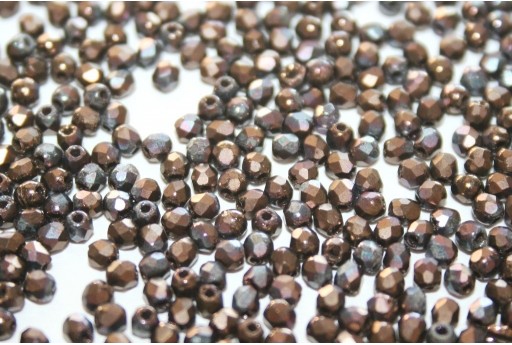 Fire Polished Beads Jet Matte Bronze Vega 2mm - 80pz