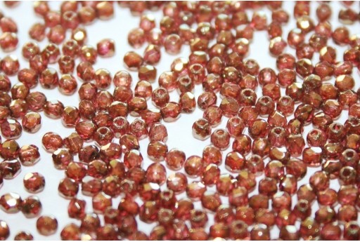 Fire Polished Beads Luster Rose Gold Topaz 2mm - 80pz