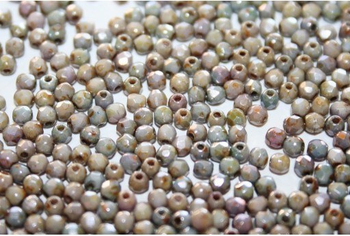 Fire Polished Beads Luster Marble Green 2mm - 80pz