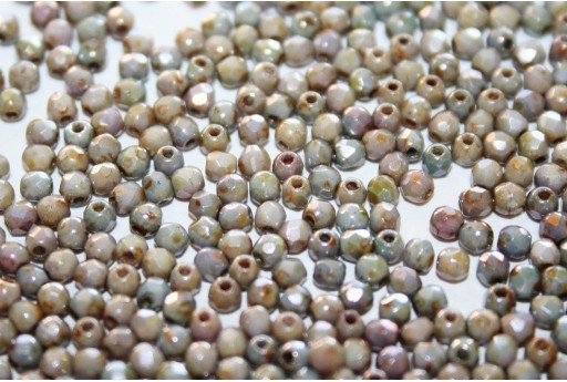 Fire Polished Beads Luster Marble Green 2mm - 80pz