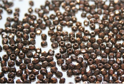 Fire Polished Beads Dark Bronze 2mm - 80pz