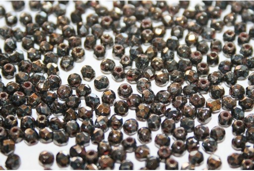 Fire Polished Beads Jet Bronze Picasso 2mm - 80pz