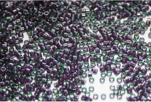 Miyuki Delica Beads Lined Green Maroon Luster 11/0 - 8gr
