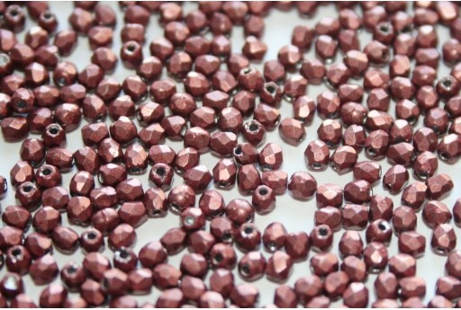 Fire Polished Beads Saturated Metallic Grenadine 2mm - 80pz