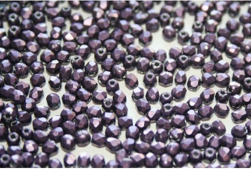 Fire Polished Beads Saturated Metallic Tawny Port 2mm - 80pz
