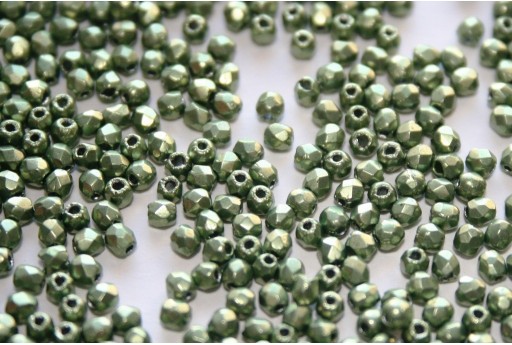 Fire Polished Beads Saturated Metallic Greenery 2mm - 80pz