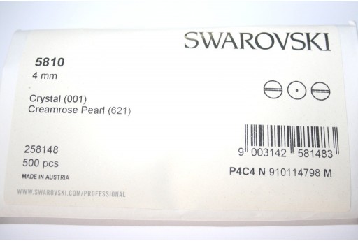 Perle Swarovski Elements 5810 Confezione Ingrosso Creamrose 4mm - 500pz