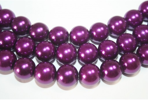 Glass Beads Round Dark Purple 14mm - 30pcs