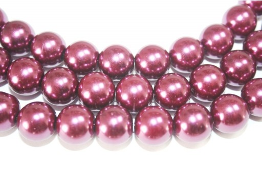 Glass Beads Round Med Purple 14mm - 30pcs