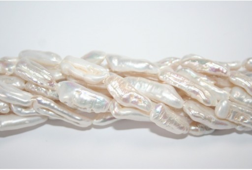 Freshwater Pearls White Biwa 20x6mm - 16pcs