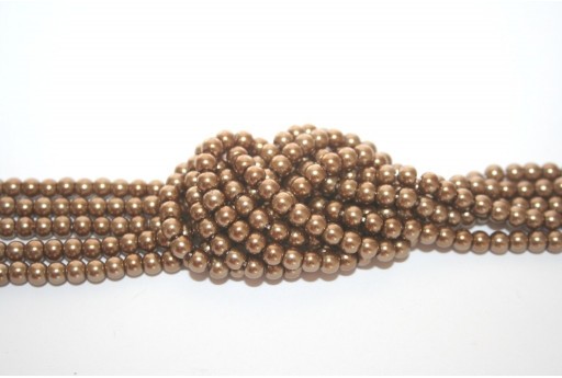 Glass Pearls Strand Light Brown 4mm - 105pcs