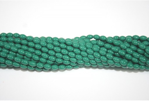 Czech Glass Pearl Beads Green Jade Rice 6x4mm - 50pcs