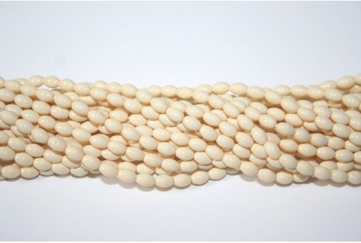 Czech Glass Pearl Beads Eggshell Rice 6x4mm - 50pcs