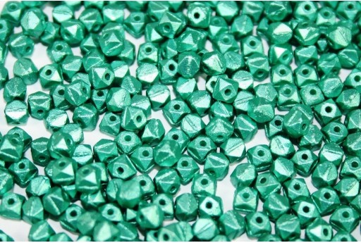 Czech Glass Vintage Cut Nugget Beads Metallic Velvet Emerald 4mm - 50pcs