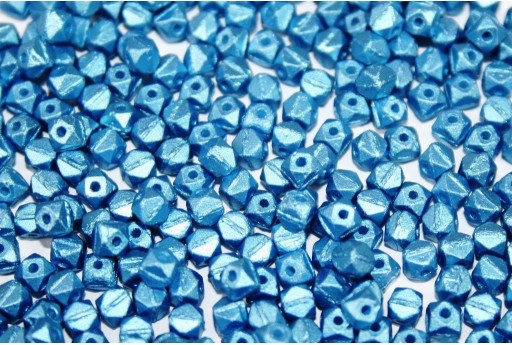 Czech Glass Vintage Cut Nugget Beads Metallic Velvet Blue 4mm - 50pcs