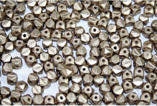 Czech Glass Vintage Cut Nugget Beads Metallic Velvet Light Brown 4mm - 50pcs