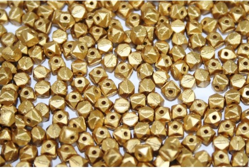 Czech Glass Vintage Cut Nugget Beads Metallic Velvet Gold 4mm - 50pcs