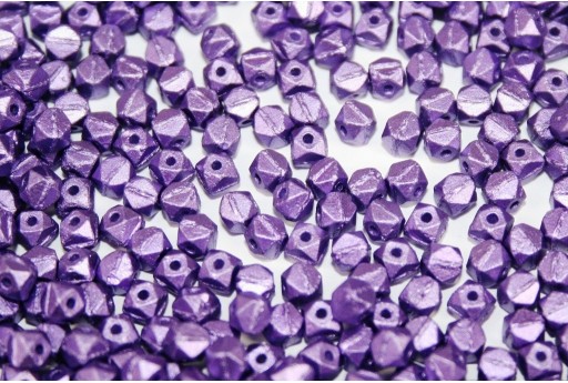 Czech Glass Vintage Cut Nugget Beads Metallic Velvet Purple 4mm - 50pcs