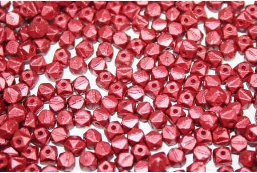 Czech Glass Vintage Cut Nugget Beads Metallic Velvet Red 4mm - 50pcs