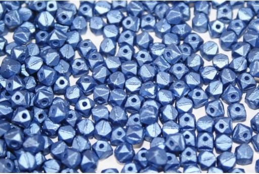 Czech Glass Vintage Cut Nugget Beads Metallic Velvet Dark Blue 4mm - 50pcs
