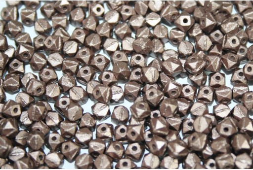 Czech Glass Vintage Cut Nugget Beads Metallic Velvet Brown 4mm - 50pcs