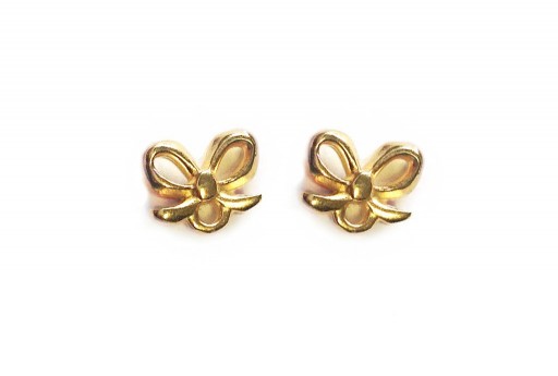 Gold Earring Bow 7,50x9,00mm - 2pcs