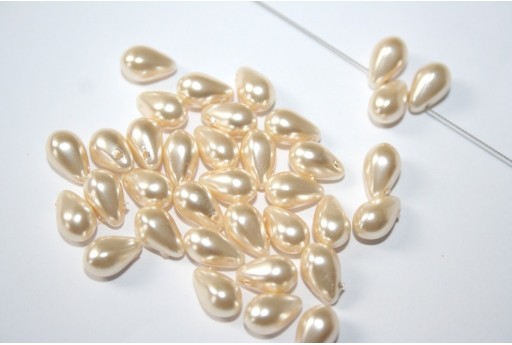 Side Drill Tear Drop Pearls Old Lace 6x9mm - 20pcs