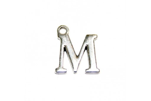 Antique Silver Plated Alphabet Charm Letter M 12mm - 2pcs