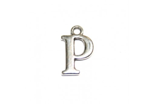 Antique Silver Plated Alphabet Charm Letter P 12mm - 2pcs