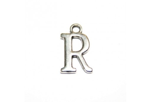 Antique Silver Plated Alphabet Charm Letter R 12mm - 2pcs