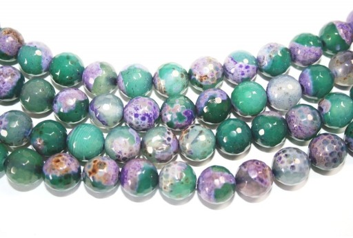 Fire Agate Beads Purple-Green Sphere 12mm - 32pz
