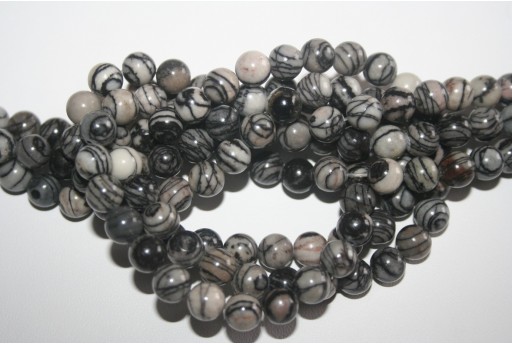 Filo 48 Pietre Jasper Striato Nero Sfera 8mm JA33