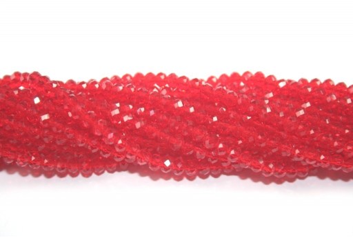 Chinese Crystal Beads Faceted Rondelle Light Red 4x3mm - 132pz