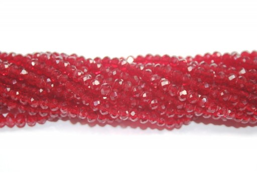 Chinese Crystal Beads Faceted Rondelle Medium Red 4x3mm - 132pz