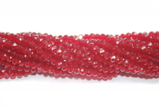 Cristallo Cinese Rondella Sfaccettata Rosso Medium 4x3mm - 132pz