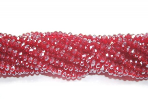 Chinese Crystal Beads Faceted Rondelle Medium Luster Red 3mm - 136pcs