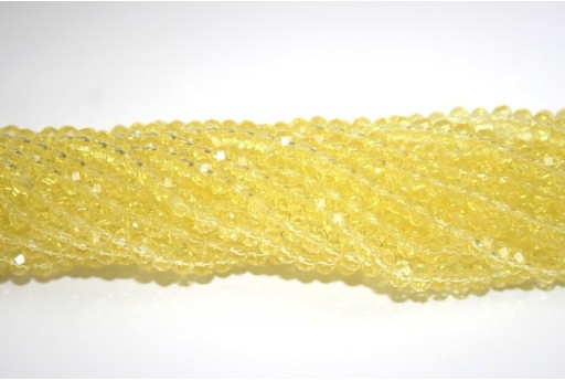 Chinese Crystal Beads Faceted Rondelle Lemon Yellow 4x3mm - 132pz