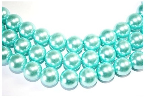 Glass Beads Round Aquamarine 14mm - 30pcs