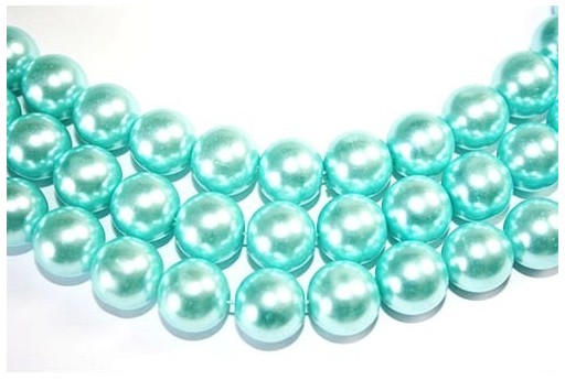 Glass Beads Round Aquamarine 14mm - 30pcs
