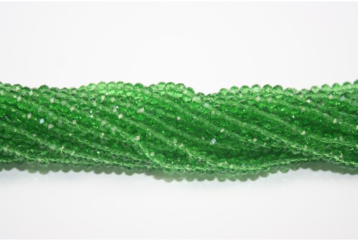 Chinese Crystal Beads Faceted Rondelle Medium Green 4x3mm - 132pz
