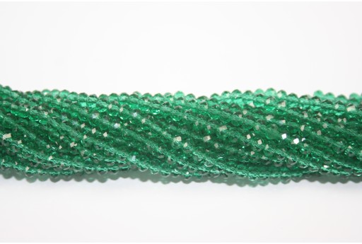 Chinese Crystal Beads Faceted Rondelle Green Emerald 4x3mm - 132pz